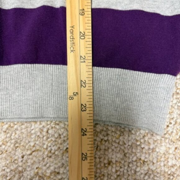 US Polo Assn Women’s  Knit V Neck Sweater Gray Purple /White Striped Preppy M - Picture 9 of 9
